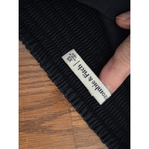 Abercrombie & Fitch Black Puff Sleeve Pleated Smocked Mini Babydoll Dress XS - Picture 7 of 7